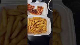 half of 9"pizza and chips from local takeaway leemount balti