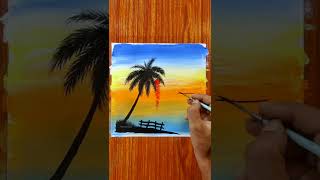 Beautiful sunset scenery painting | Acrylic painting #shorts