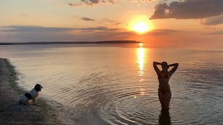 July 2023. Swimming in Svetlovodsk at sunset