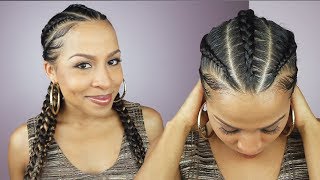 Feed In Braids on Myself - DIY