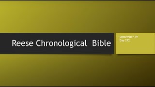 Day 272 or September 29th - Dramatized Chronological Daily Bible Reading