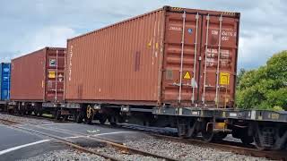 Train Spotting at @tepunarailwaystation. Container freight train crossing #wairoariver bridge.