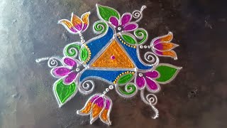 varalakshmi viratham3*2beautiful lotusflowerkolam/aavanitraditional easyrangoli/gokulramyakolangal