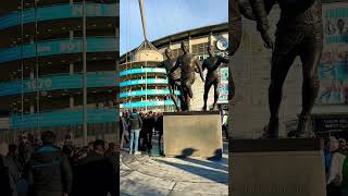 The Bell, Lee & Summerbee statue on match day #mcfc #etihadstadium #mancity