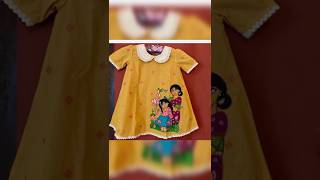 Hand painted baby frock design || #shorts #handpainted #babyfrock