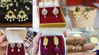 Latest light weight gold dailywear earrings designs| simple dailywear gold earrings collection|