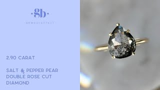 Custom 2.90 Carat Salt & Pepper Pear Double Cut Diamond Ring