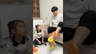 Fun creation daughter uses foam materials to make high heels for her father #satisfying #funny