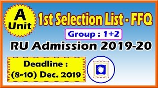 A Unit FFQ List | RU Admission 2019-20 | Job School