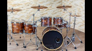 Global Drum Co. African Mahogany shellpack in sizes 10,12,14,16,22 + 14SD