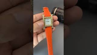 Hermes H 25mm small stainless steel, alligator and diamond watch for ladies..