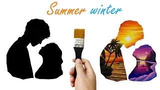 Daily challenge #343 / Summer and Winter Silhouette of loving couple