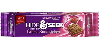 Parle Platina Strawberry flavored HIDE & SEEK Choco Chip Creme Sandwiches