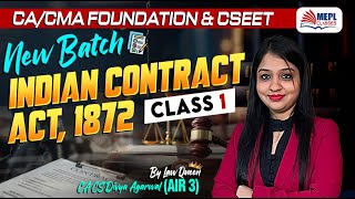 Indian Contract Act - Class 1 For CA/CMA Foundation & CSEET By Divya Agarwal Mam | MEPL