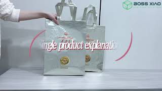 【Break your imagination and customize non-woven bags.】Gold non woven hand bag for shopping.