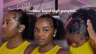 rubber band high ponytail - cute summer hairstyle.