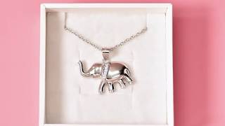 YAFEINI 925 sterling silver elephant pendant crystal necklace.