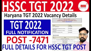 Haryana TGT 2022 Vacancy | Haryana TGT Vacancy Out |HSSC TGT Vacancy | HSSC TGT Notification Details