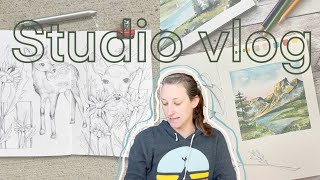 Drawing, Painting all in my sketchbook! Studio Vlog