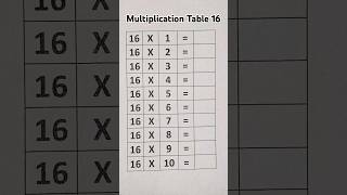 Table of 16 📚✨️ #tables #maths