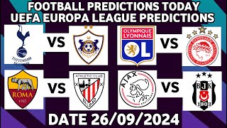 FOOTBALL PREDICTIONS TODAY 26/09/2024|SOCCER PREDICTIONS BETTING TIPS,#betting@sports betting tips