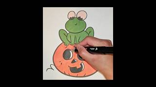 ASMR Frog on a Pumpkin! 🎃 Spooky Sounds & Halloween Fun #asmr #spooky #coloring #spooks #spook