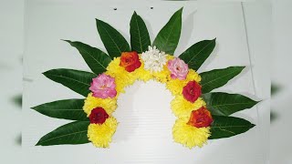 varalaxmi vratam Pooja decoration ideas #mangoleafdecoration #backgrounddecoration ideas