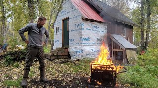 My Off Grid Homestead Catches Fire While Building a Bushcraft Road Through Swamp