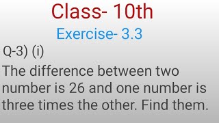 Maths class 10 chapter 3| Pair of linear equations in two variables class 10 | Exercise-3.3 Q-3(i)