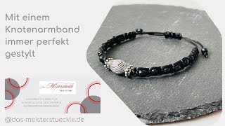 Armband mit Schiebeknoten Surferarmband schwarz Perlenarmkette handgemacht