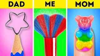 PARENTING ART CHALLENGE||Who Draws it Better? Easy Painting Hacks By 123 GO!LIVE