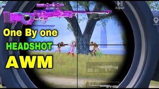 ONE BY ONE HEADSHOT AWM  BEST MOMENTS PUBG MOBILE