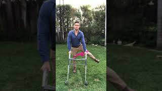 Leg exercises in standing with walker for support