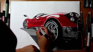 Pagani Huayra - Speed Drawing by Roman Miah 1080p