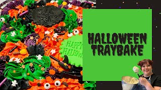 Halloween Traybake - Quick & Easy Halloween Cake with Different Piping Techniques