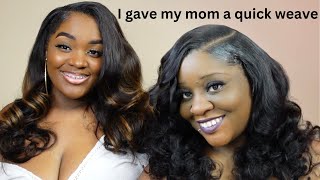 GLUELESS QUICK WEAVE SLAY on my MOM!!! Dreamy Loose Wave *MUST WATCH*