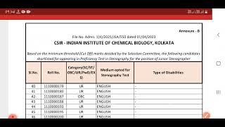 IICB published Result of JSA & Stenographer| Call for typing test & stenographer test | IICB kolkata