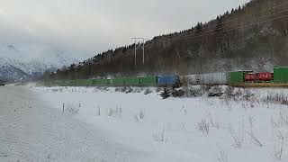 Alaska Railroad Freight Train Heading for Seward