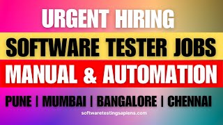 Software Testing Jobs vacancy| Quality Assurance Jobs|Manual Testing| Automation Testing|New Jobs