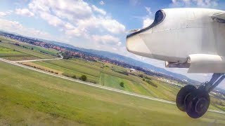 Croatia Airlines Bombardier Dash 8 Q400 takeoff from Zagreb Airport to Zadar | Seat 20A