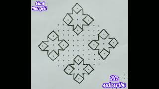 17*1 straight dot's rangoli/kolam design/chukki rangoli/@chairangoli