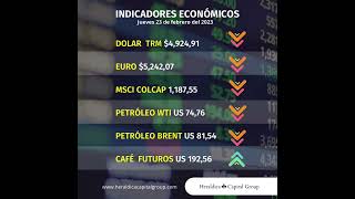 Indicadores económicos para el día jueves 23 de febrero de 2023, en Colombia.