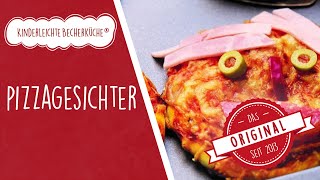 Pizzagesichter - Pizza selbstgemacht - einfaches Pizzateig Rezept - Kinderleichte Becherküche