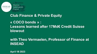 Club Finance & Private Equity | « COCO bonds » : lessons learned after 17Md€ Credit Suisse blowout