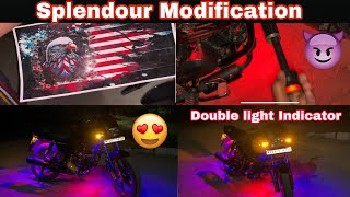 Splender Bike Modification😍 | New Double Light Indicators |#lakhanambarsariya #410