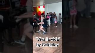 "VIVA LA VIDA" by Coldplay on public piano at airport #shorts #piano #coldplay #airport #public