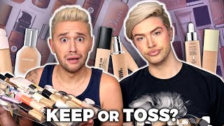 HUGE Complexion Makeup Declutters... Only Keeping the BEST Foundations and Concealers!