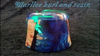 Wood turning - Hybrid Mallee burl & Alumilite resin lidded box for Giveaway!