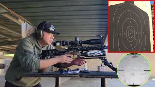 Testing the accuracy with 700mm barrel heavy tension liner shooting at 30cal slug.