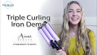 HAIR TOOL DEMO! Aima Beauty Triple Barrel Curling Iron